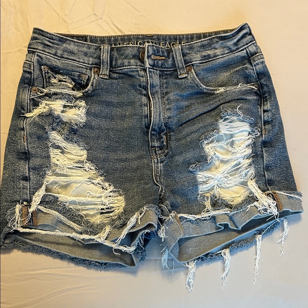 American Eagle Outfitters Ripped Blue Jean Shorts